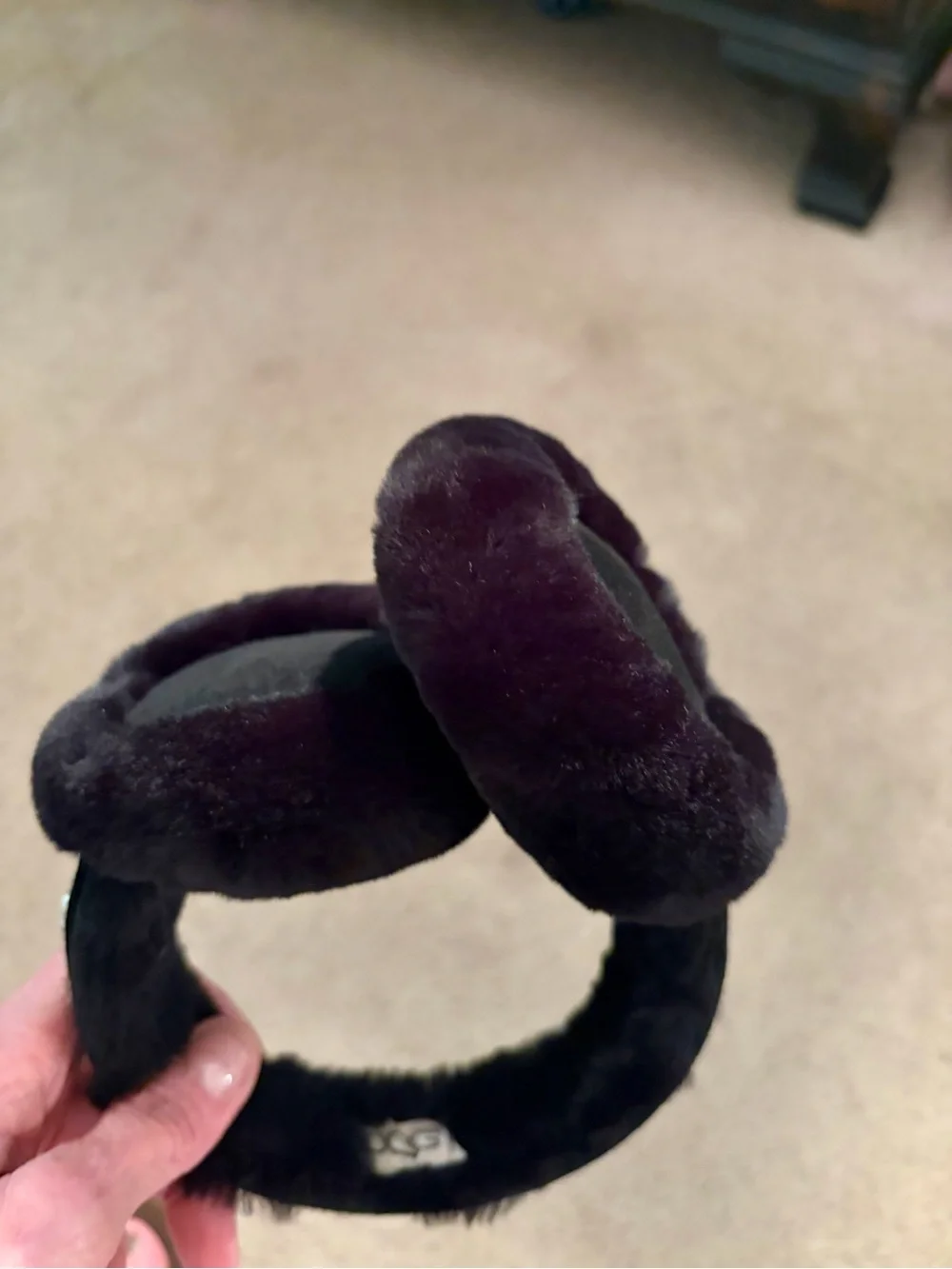 UGG Black Faux Fur Headband Ear Warmer